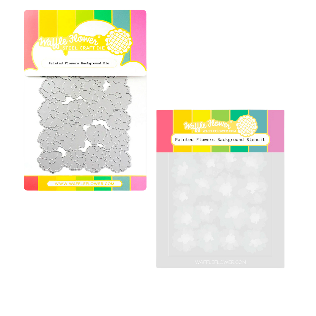 Waffle Flower Painted Flowers Background Die and Stencil Bundle