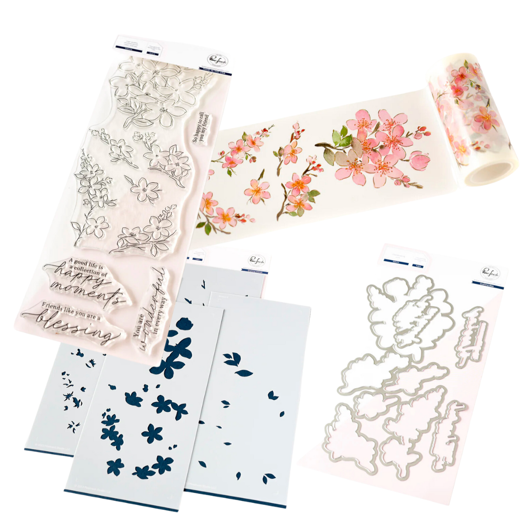 Pinkfresh Studio Sakura Stamp, Die, Stencil and Washi Bundle