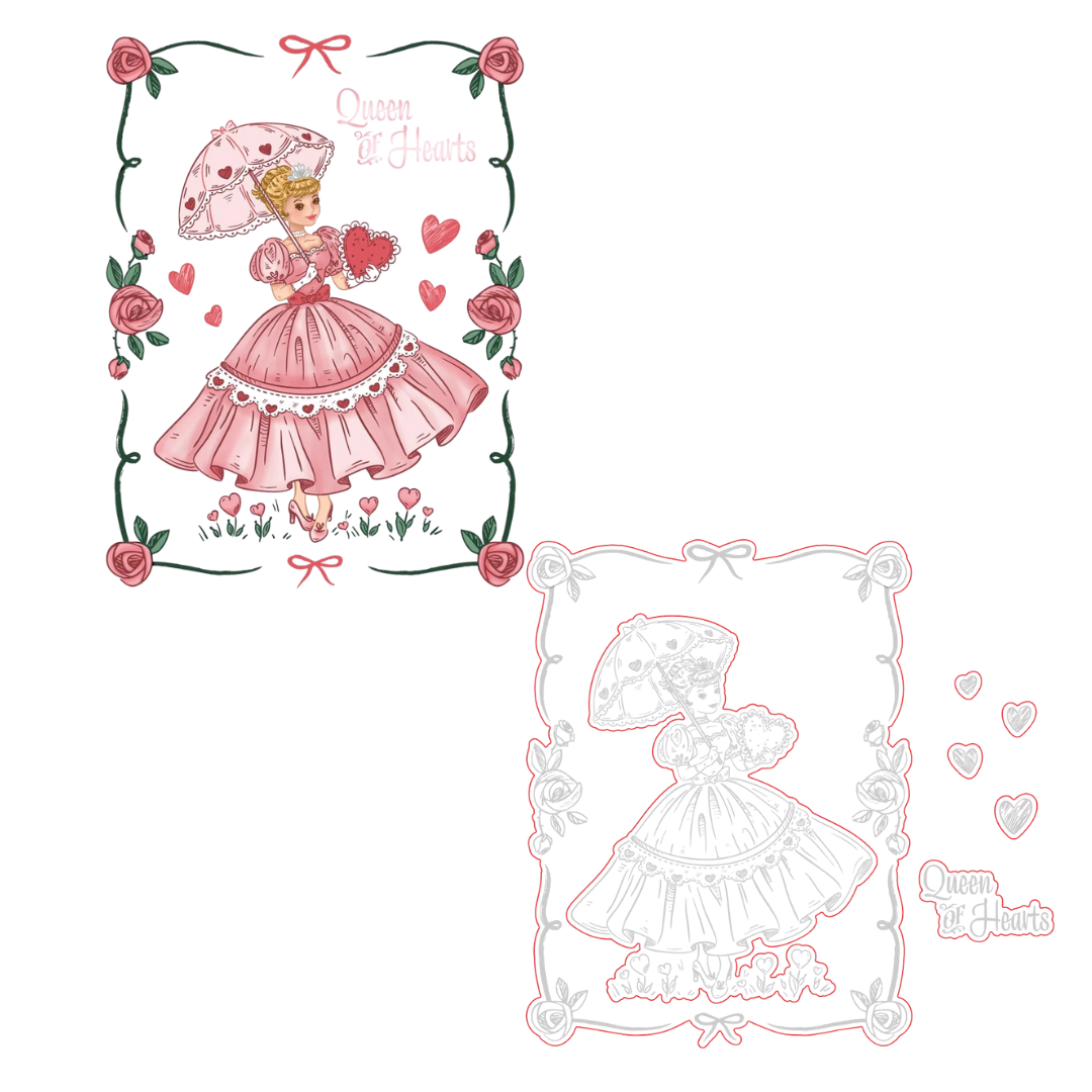 Honey Bee Stamps Queen of Hearts Rubber Cling Stamp Set & Honey Cuts Bundle