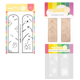 Waffle Flower Round Floral Bookmark Duo Stencil, Hot Foil Plate & Stamp Set Bundle