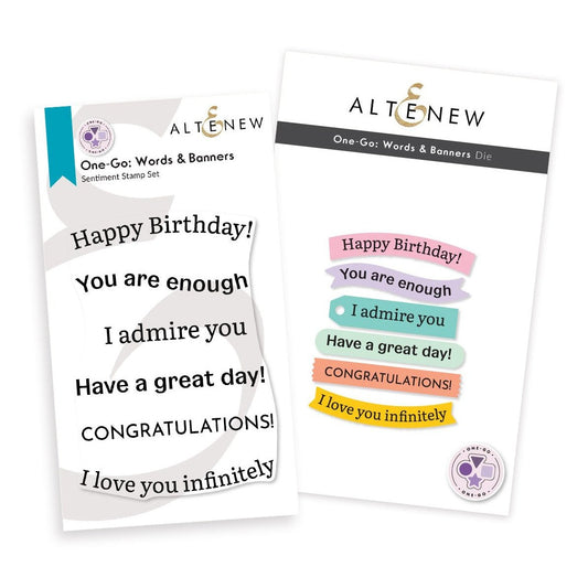 Altenew One-Go: Words & Banners Stamp and Die Set Bundle