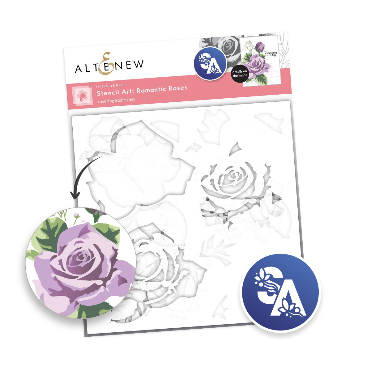 Altenew Stencil Art: Romantic Roses Layering Stencil Set (6 in 1)