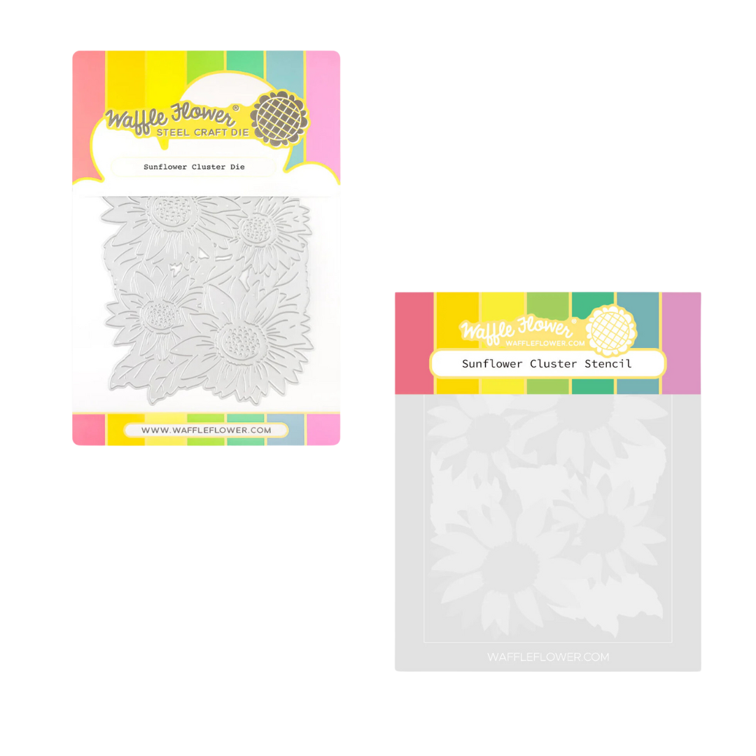 Waffle Flower Sunflower Cluster Die & Stencil Bundle