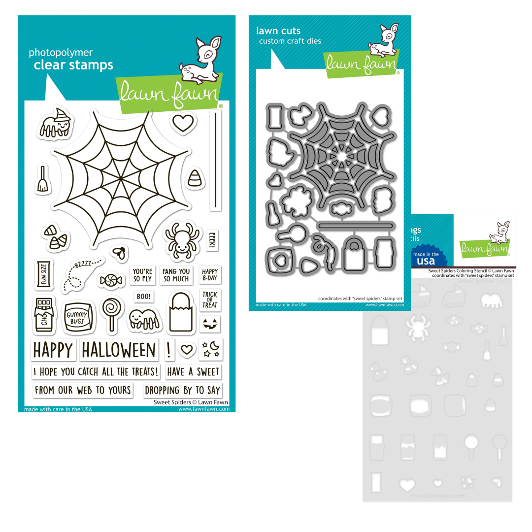 Lawn Fawn Sweet Spiders Stamp, Die & Stencil Set