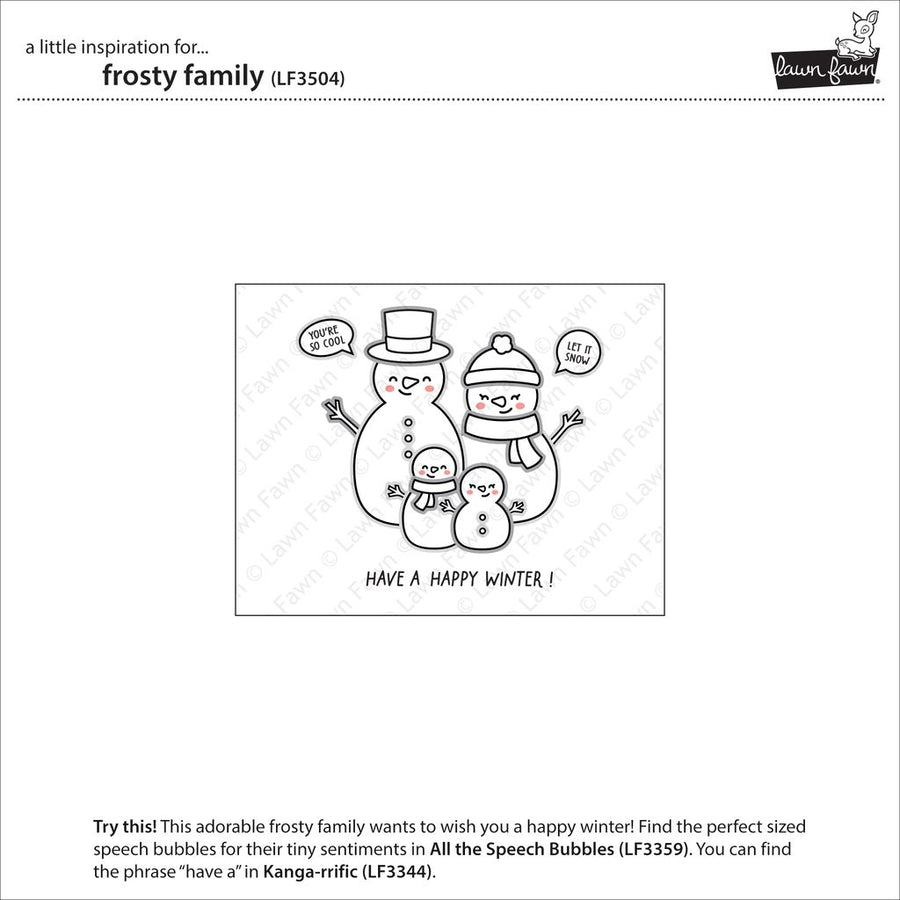 Lawn Fawn Frosty Family Stamp, Die & Stencil Bundle