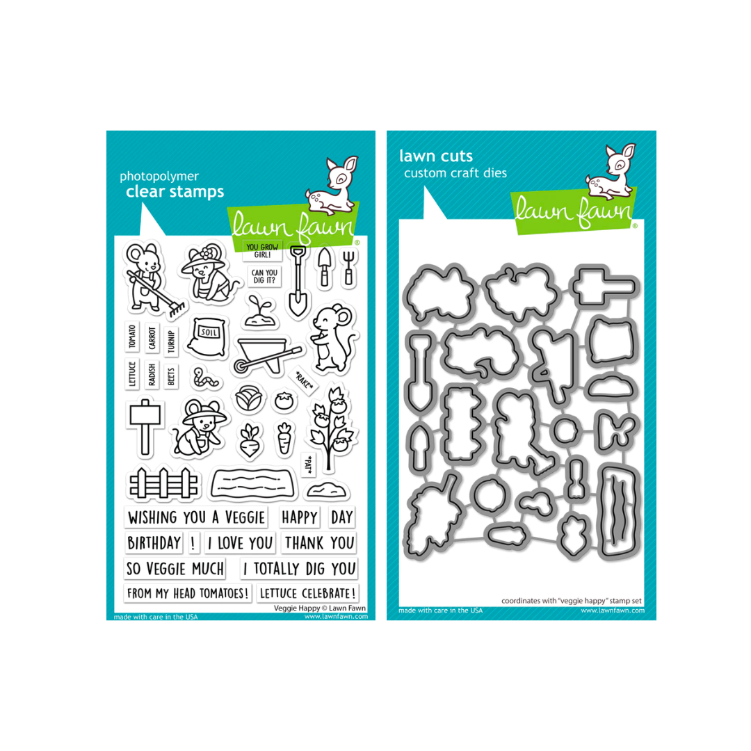 Lawn Fawn Veggie Happy Stamp and Die Set Bundle