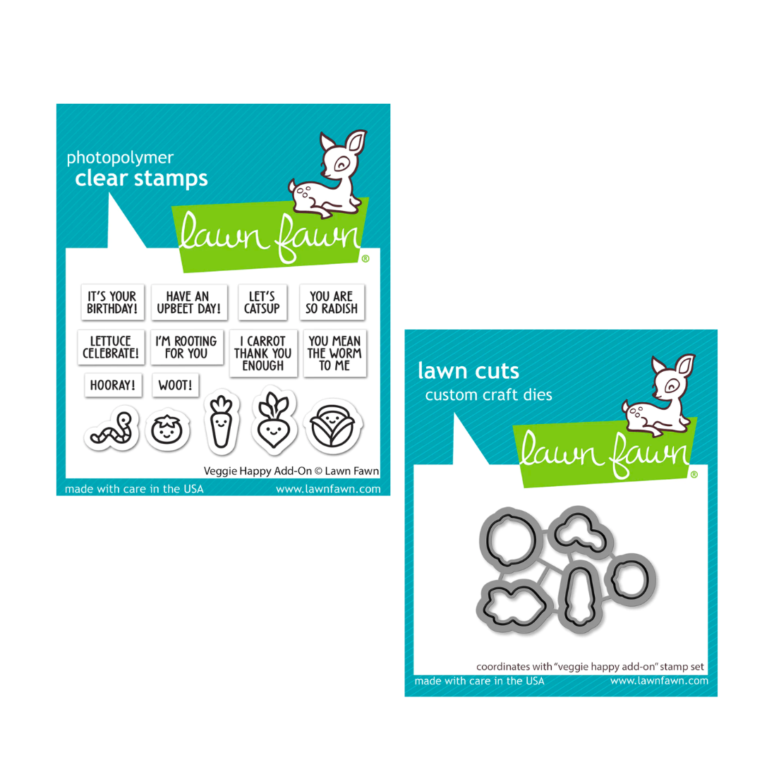 Lawn Fawn Veggie Happy Add-on Stamp and Die Set Bundle